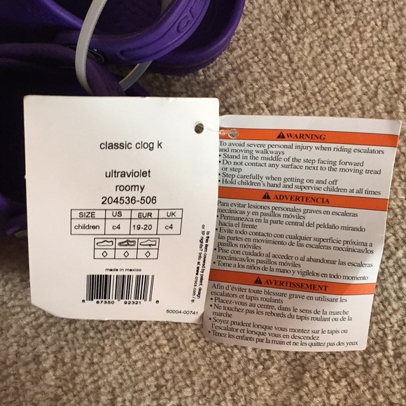 Crocs classic clog k ultraviolet rommy Sz C4 - Picture 3 of 4